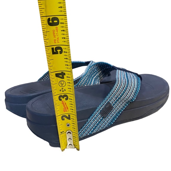 FitFlop Surfa Womens Sandals 11 Blue Open Toe Slip On Flat Thong Flip Flop NEW - Picture 6 of 11